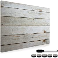 Navaris Tablero de Notas magnético - Pizarra con diseño de planchas de Madera - Pizarra magnética con Marcador Negro y 5…